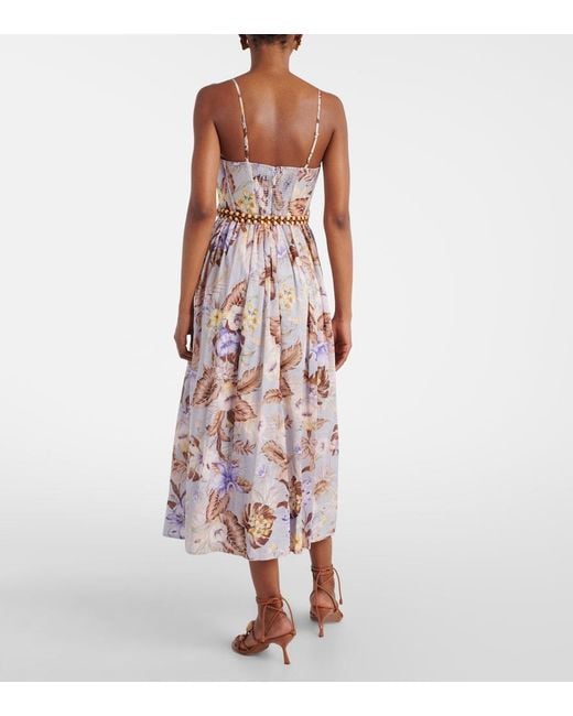 Zimmermann White Rhiannon Floral Cotton Bustier Dress