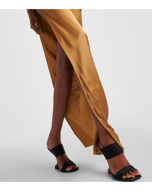 Rick Owens Metallic Taco One-Shoulder Tie-Embellished Satin Dress