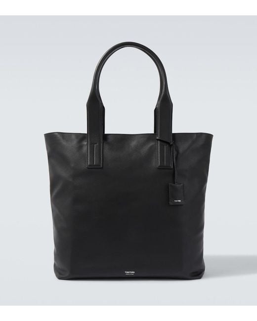 Tom Ford Black Leather Tote Bag for men