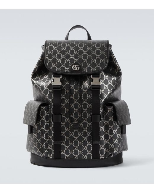 Gucci Black Gg Large Backpack, Fabric for men