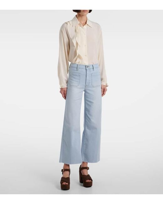 FRAME Blue Anchor High-Rise Wide-Leg Jeans