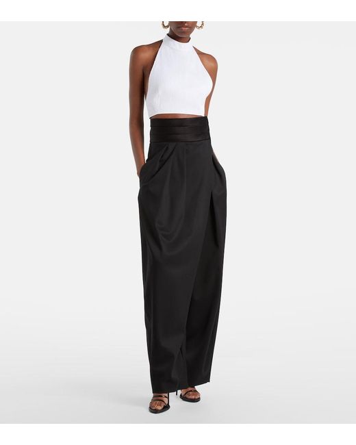 Alaïa White Ribbed Halterneck Cotton Top