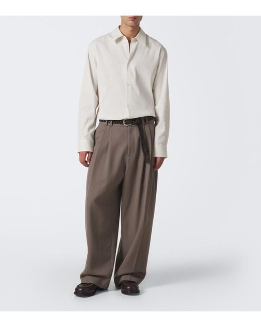 Studio Nicholson White View Striped Cotton And Linen Shirt for men