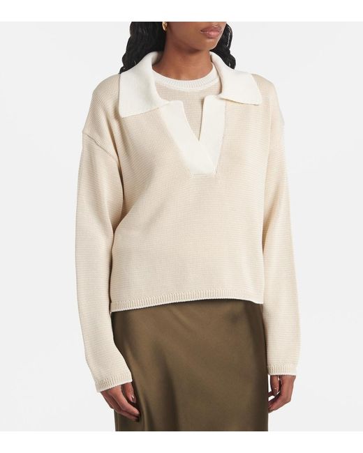 Joseph Natural Striped Cotton Polo Sweater