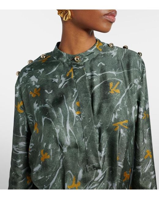 Altuzarra Green Felicia Studded Silk Maxi Dress