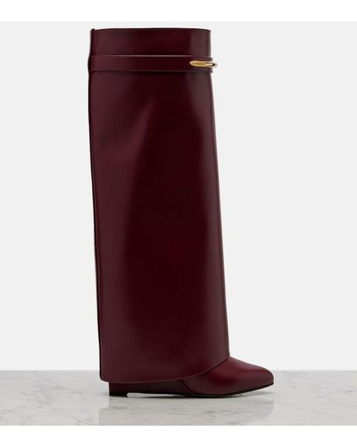 Givenchy Purple Shark 95 Leather Knee-High Boots