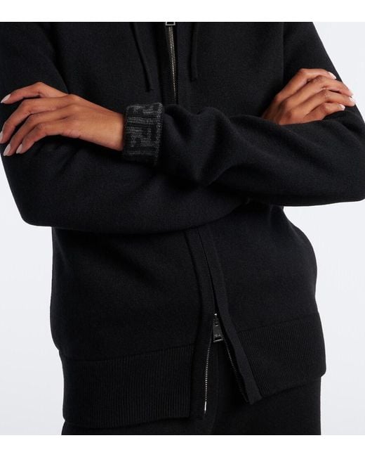 Fendi Blue Zucca Cashmere-Blend Zip-Up Hoodie