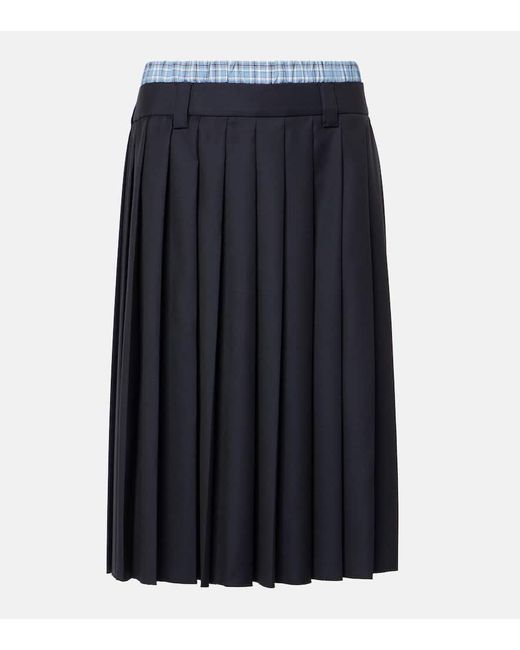 Jupe Midi En Laine Miu Miu en coloris Blue