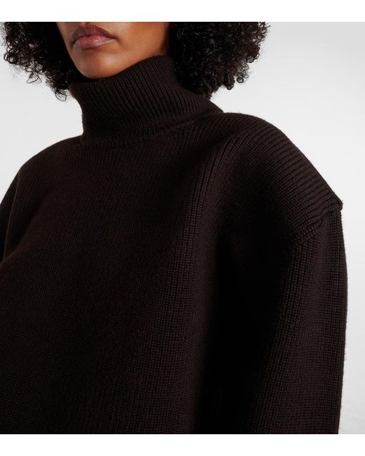 Pull A Col Roule En Laine Saint Laurent en coloris Black