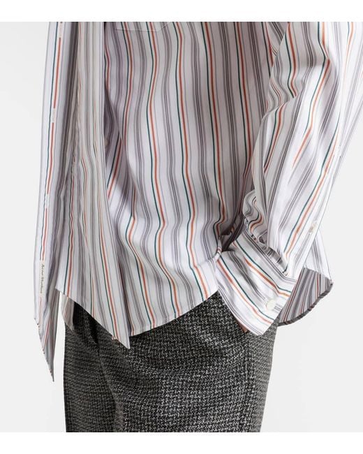 Acne Multicolor Bow-Detail Striped Cotton Shirt