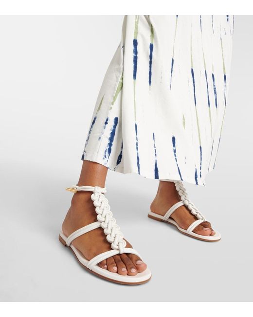 Gianvito Rossi White Capua Braided Leather Gladiator Sandals