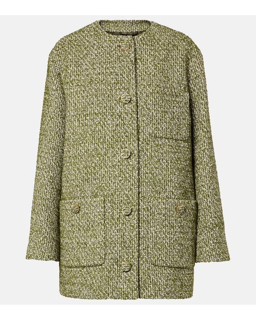 Gucci Green Cotton And Wool-Blend Boucle Coat