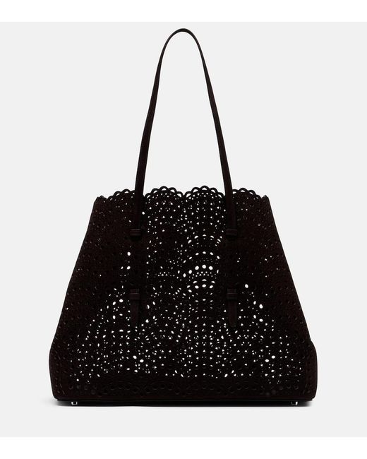 Alaïa Black Mina 37 Large Leather Tote Bag