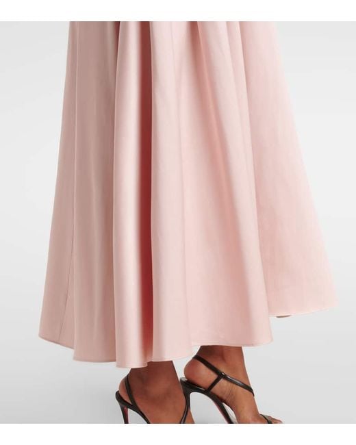 Roland Mouret Pink Strapless Ruffled Midi Dress