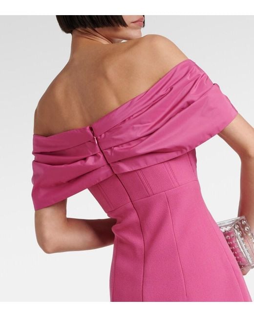 Rebecca Vallance Pink Anais Off-Shoulder Crepe Midi Dress