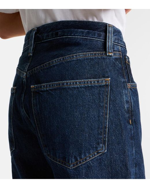 Agolde Blue Low Curve Cropped Mid-Rise Barrel-Leg Jeans