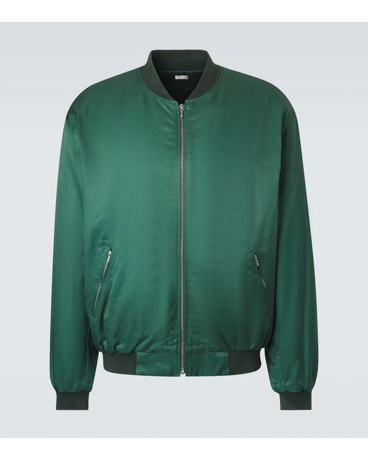 A.PRESSE Green Cotton-Blend Bomber Jacket for men