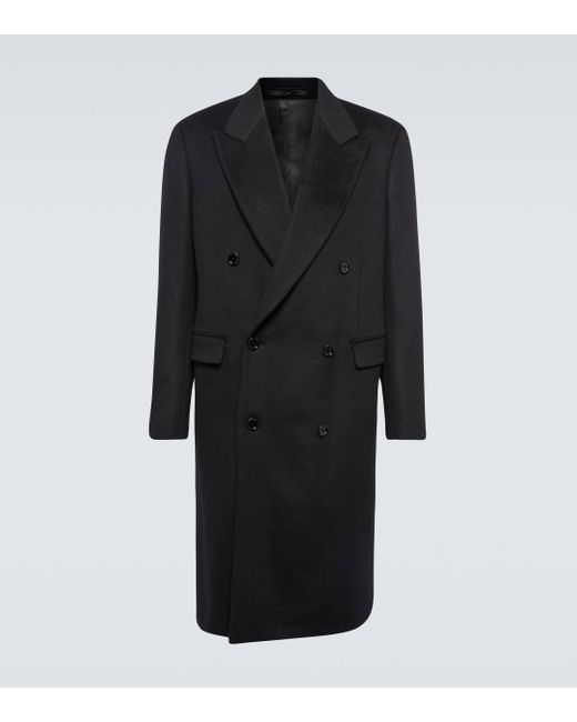 Lardini Black Double-breasted Cashmere Coat for men
