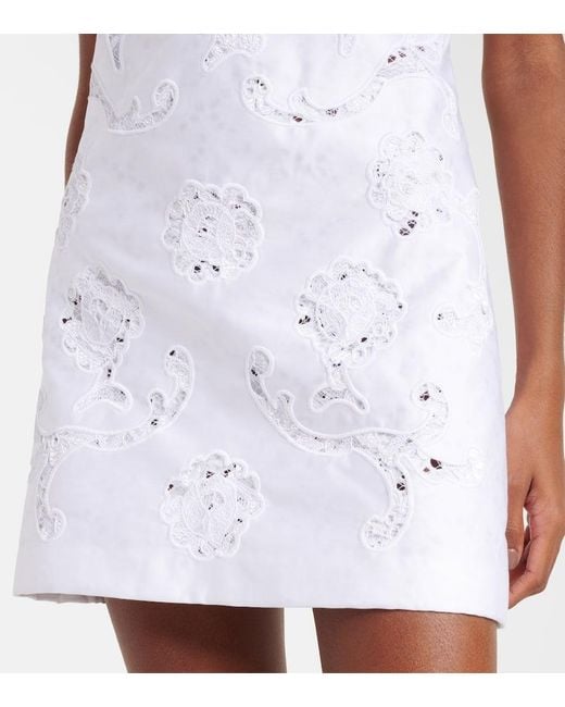 Vestido Bustier De Popelin Con Encaje Magda Butrym de color White
