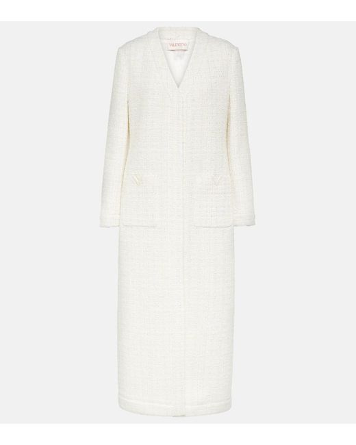 Abrigo de tweed Valentino de color White