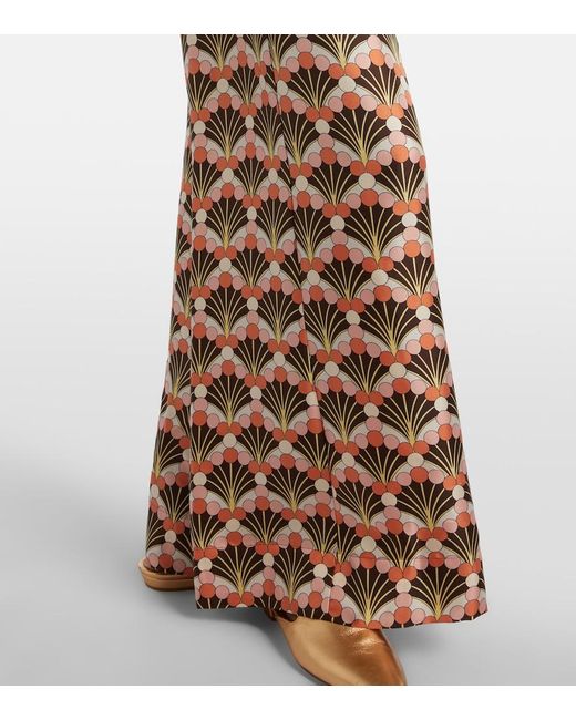 LaDoubleJ Natural Printed Silk Palazzo Pants