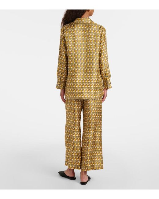 Max Mara Yellow Printed Reversible Silk Shirt