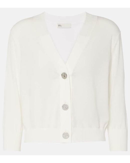 Tory Burch White Cropped Cotton Cardigan