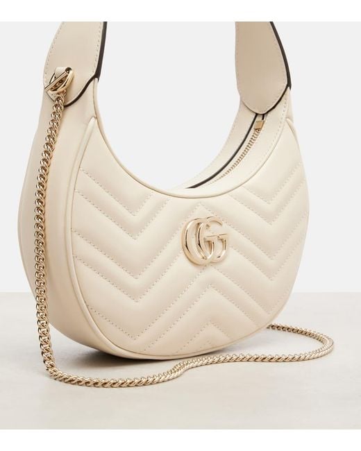 Gucci White Gg Marmont Mini Leather Shoulder Bag