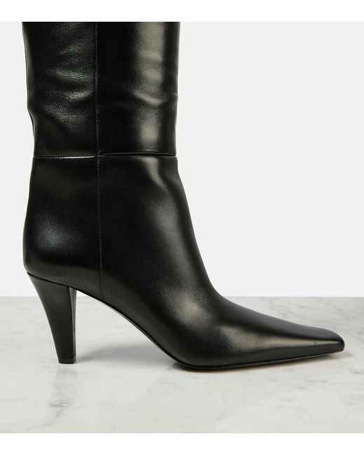 Saint Laurent Black Overknee-Stiefel Jill 75 Aus Leder