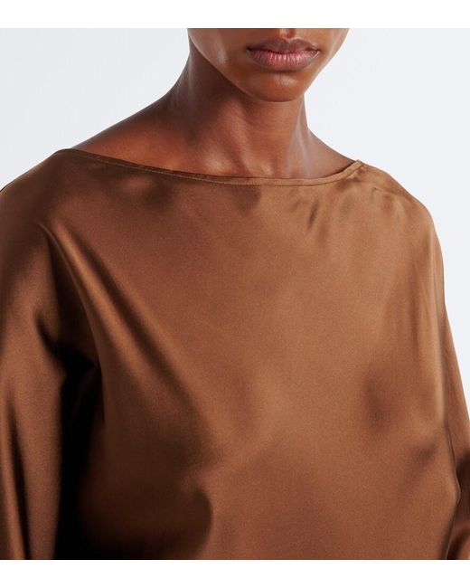 Staud Brown Freda Silk-Blend Satin Gown