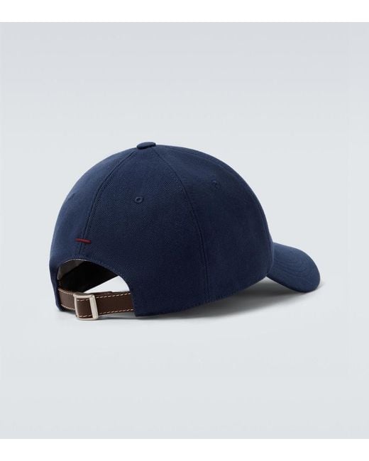 Brunello Cucinelli Blue Canvas Baseball Cap for men