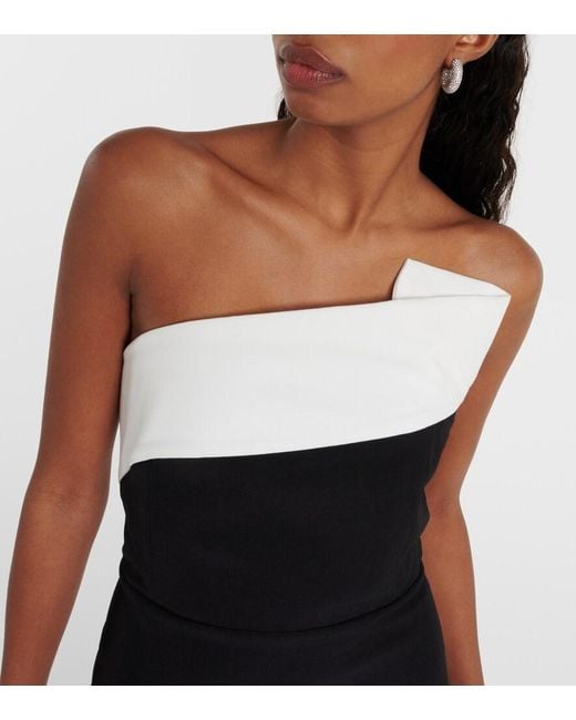 Roland Mouret Black Strapless Panelled Midi Dress