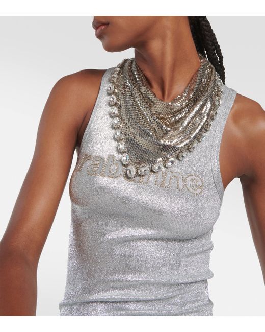 Rabanne Gray Crystal-embellished Chainmail Necklace