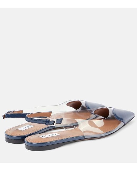 Alaïa Blue Le Cour Patent Leather And Pu Slingback Flats