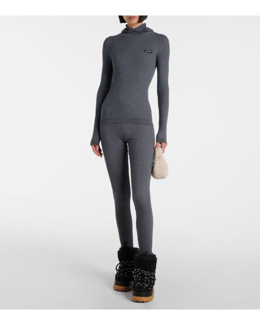 Miu Miu Gray Ribbed-Knit Wool Sweater