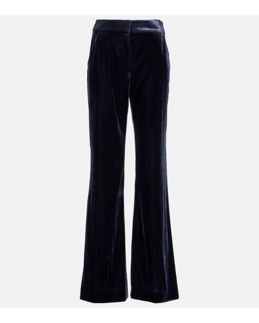 Veronica Beard Blue Lebone Wide-leg Velvet Pants