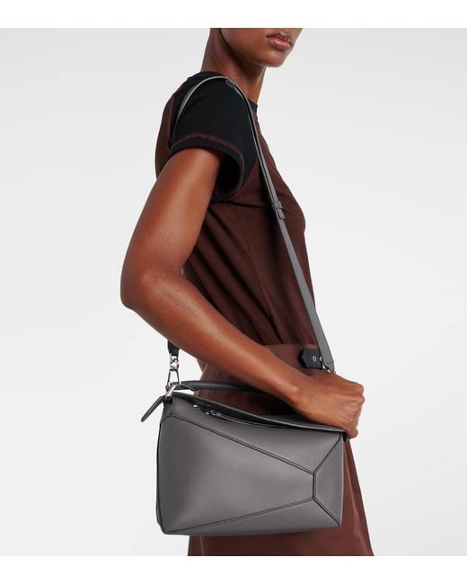 Loewe Black Tote Bag Puzzle Edge Small Aus Leder