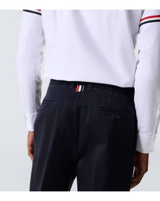 Thom Browne Gerade Hose Aus Baumwoll-Twill in Blue für Herren