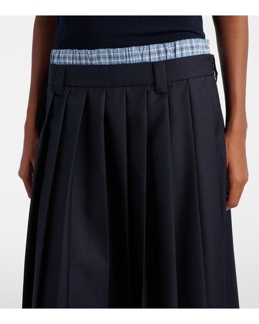 Jupe Midi En Laine Miu Miu en coloris Blue