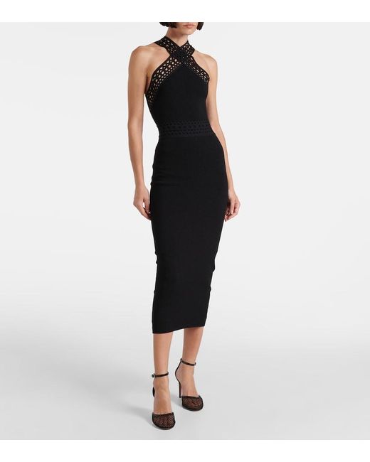 Alaïa Black Vienne Cutout Jersey Midi Skirt