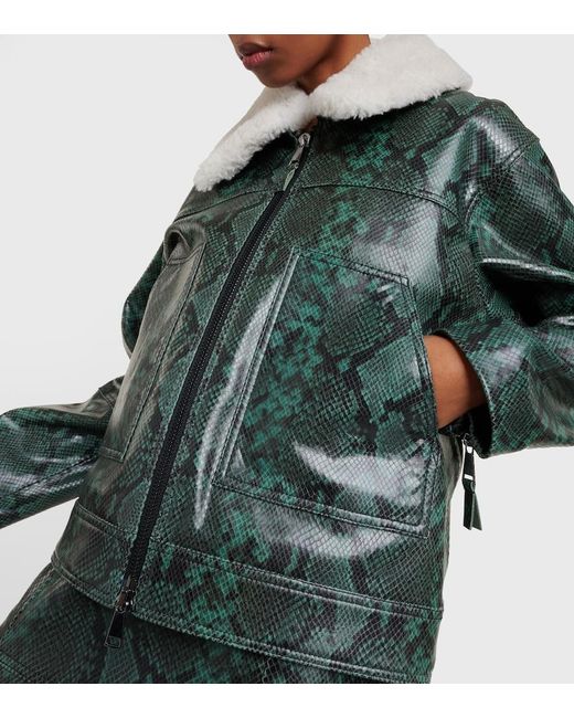 Dorothee Schumacher Green Urban Jungle Snake-Print Leather Jacket