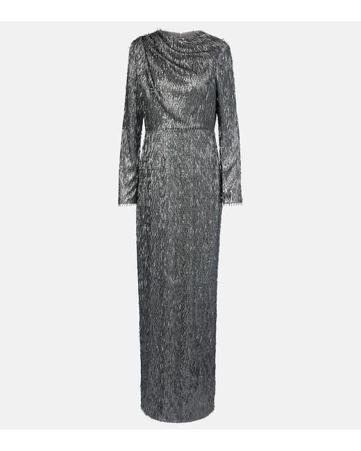 Erdem Gray Maxikleid Mit Pailletten