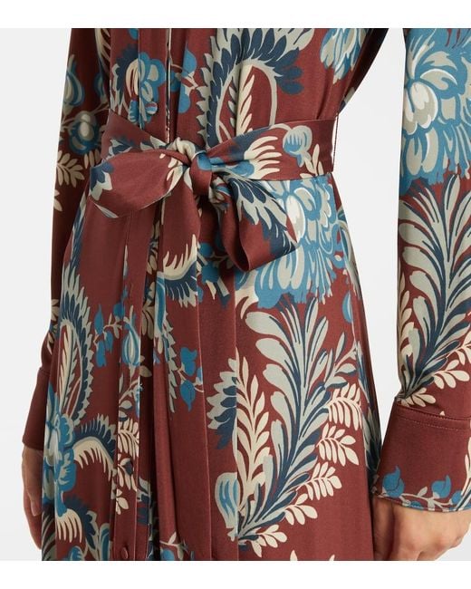 Etro Red Floral Asymmetric Shirt Dress