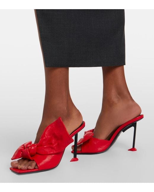 Givenchy Red Boudoir Bow Leather Mules
