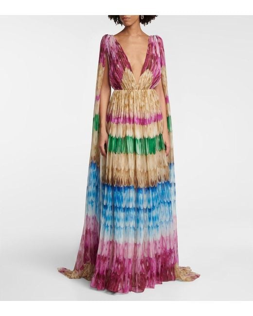 Valentino White Silk V-neck Maxi Gown