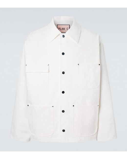 Plan C White Denim Field Jacket for men