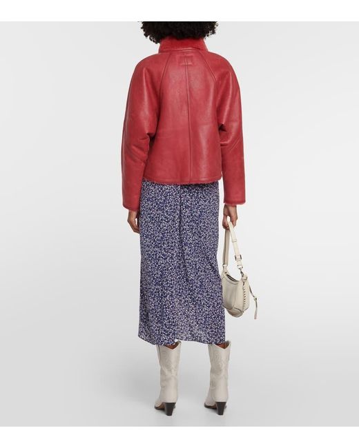 Isabel Marant Red Acassy Shearling-trimmed Leather Jacket