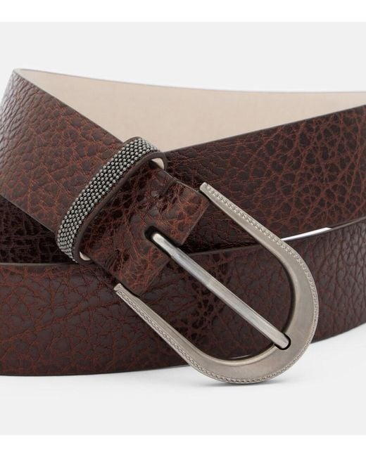 Brunello Cucinelli Brown Monili Leather Belt