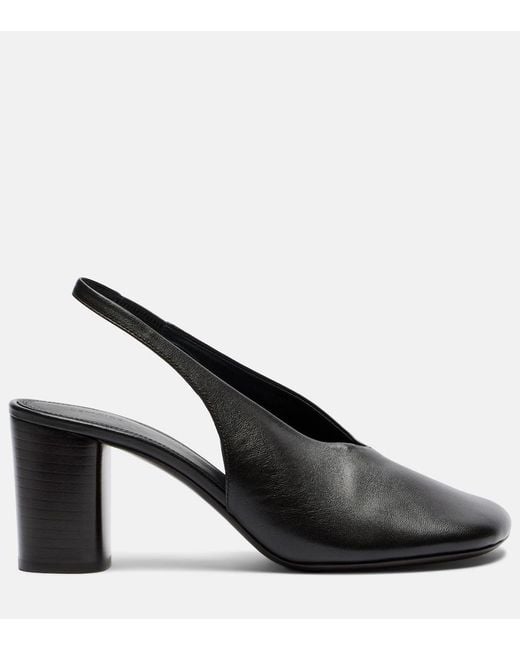 Lemaire Black Glove Leather Slingback Pumps