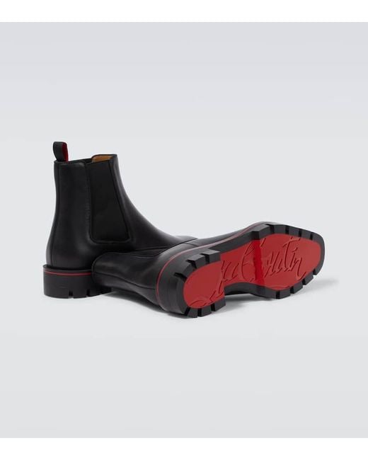 Christian Louboutin Black Alpinosol Leather Chelsea Boots for men